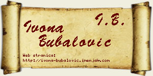 Ivona Bubalović vizit kartica
